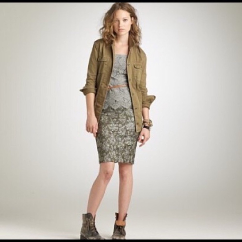 J.Crew collection brocade silver pencil skirt